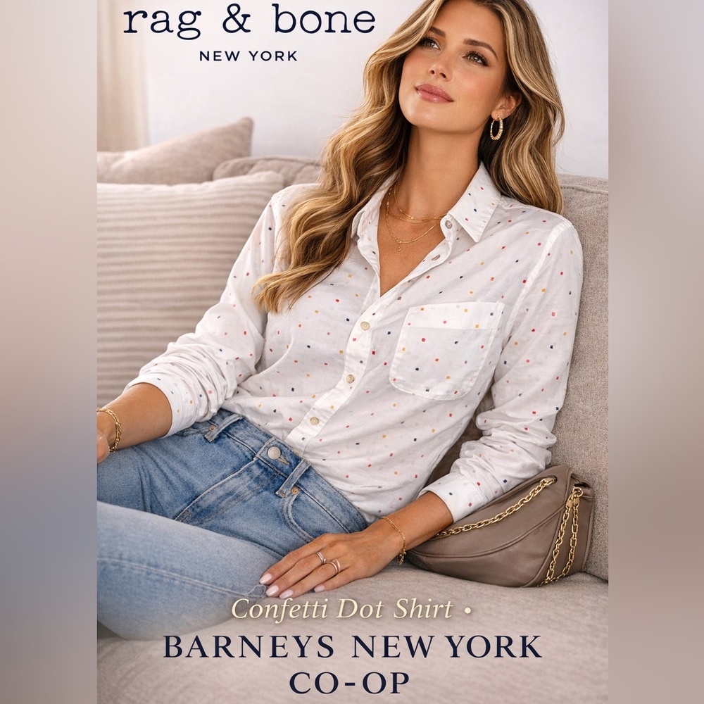 Rag & Bone for Barneys NY,Confetti Dot Button-Down Blouse,Cowgirl,Western,Size M - Picture 6 of 8